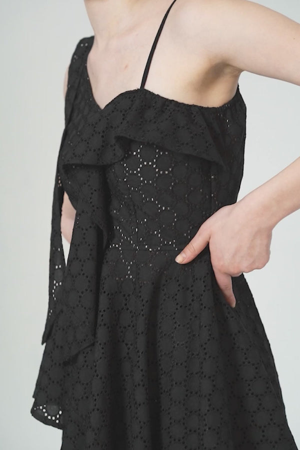 Asymmetrical Embroidery Top In Black